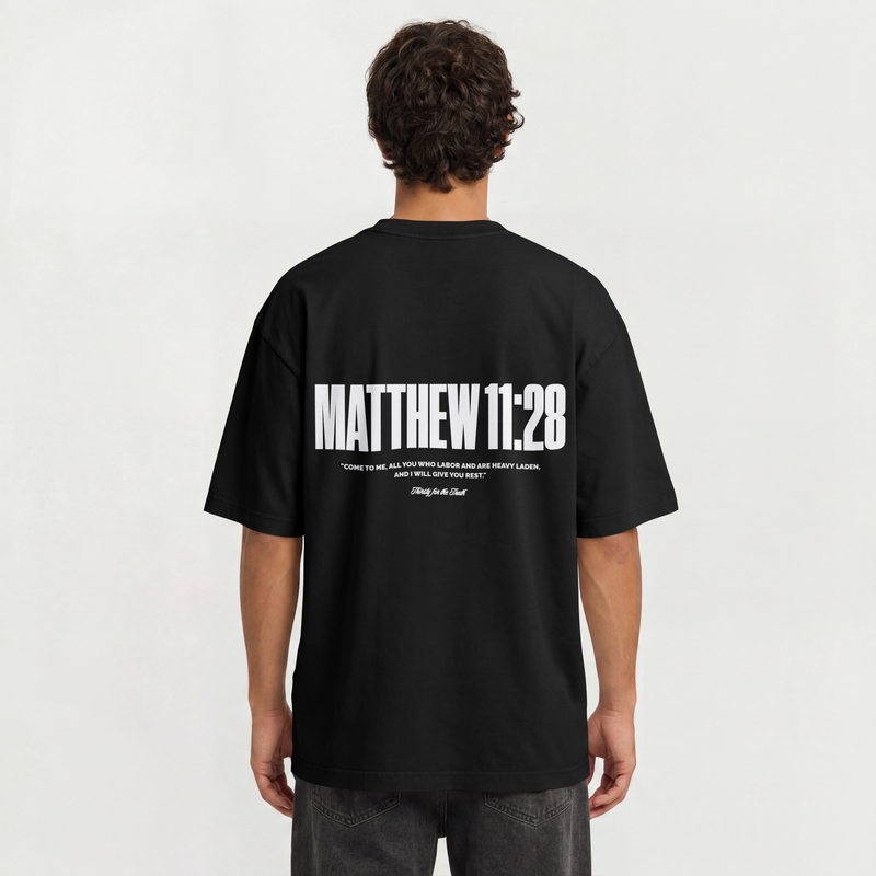 "MATTHEW 11:28" PREMIUM OVERSIZED TEE