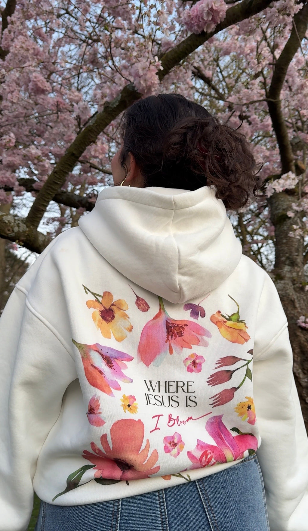 "Where Jesus is I bloom" Premium Oversized Hoodie