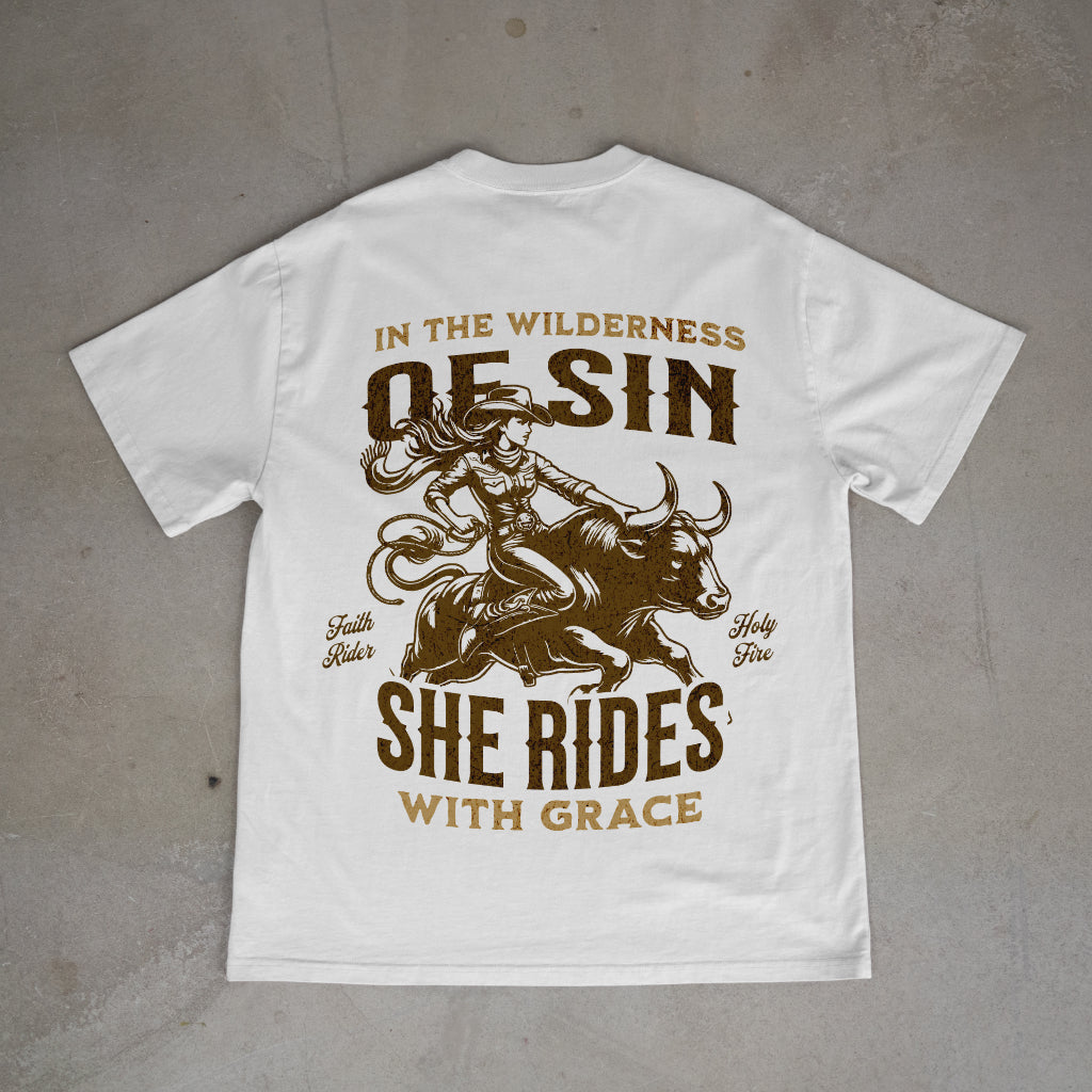 "She Rides with Grace" Premium Oversized Shirt