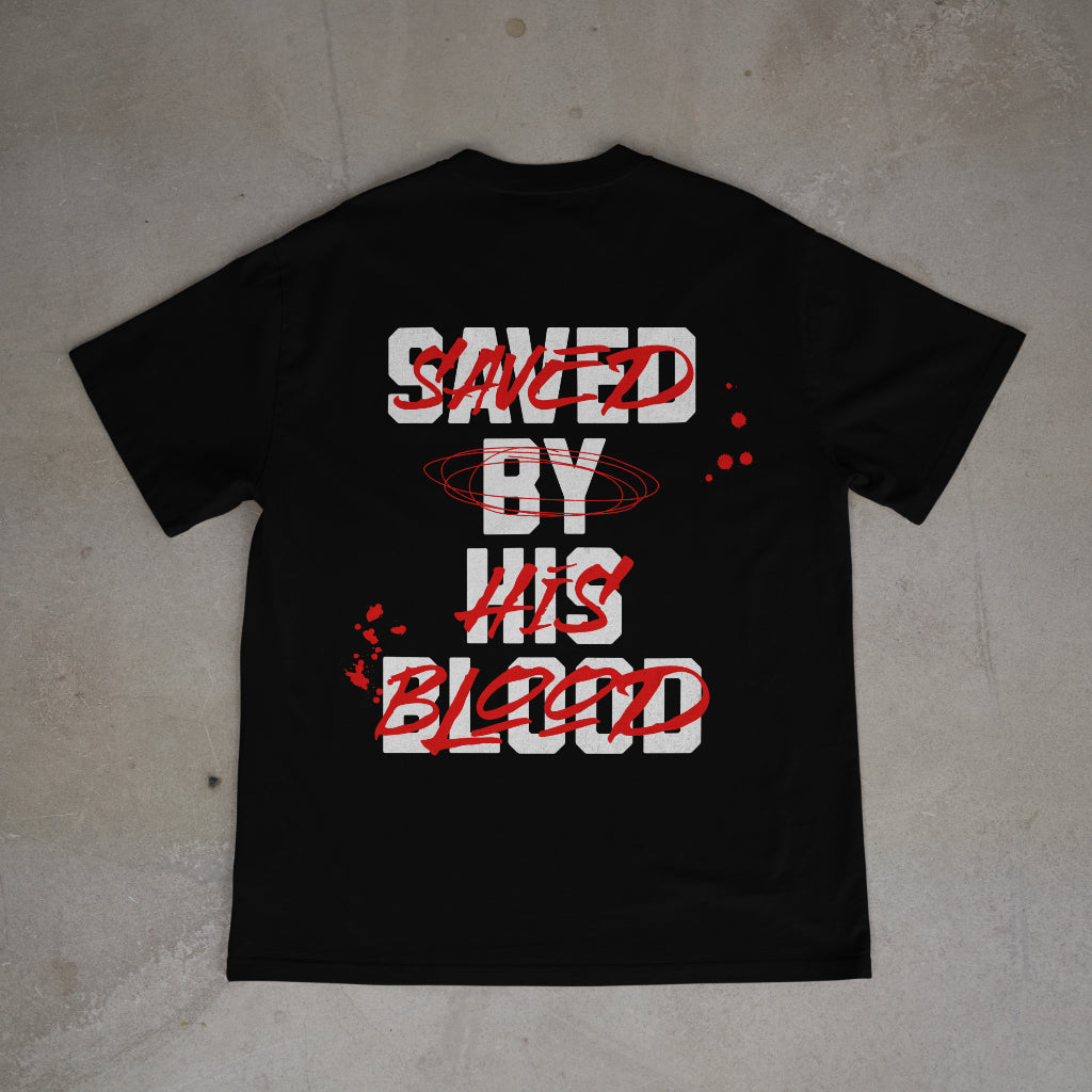"Saved by His Blood" Premium Oversized Shirt