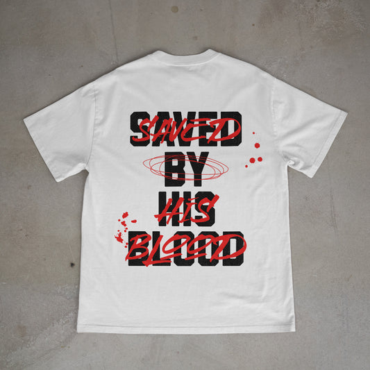"Saved by His Blood" Premium Oversized Shirt