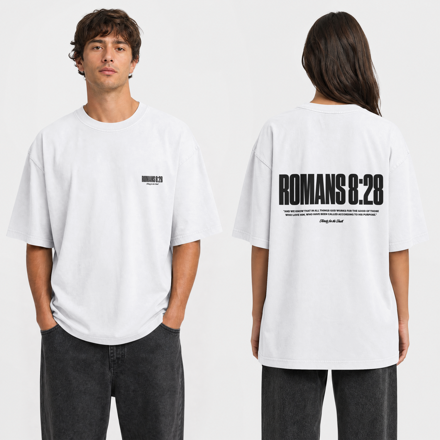 "ROMANS 8:28" PREMIUM OVERSIZED TEE