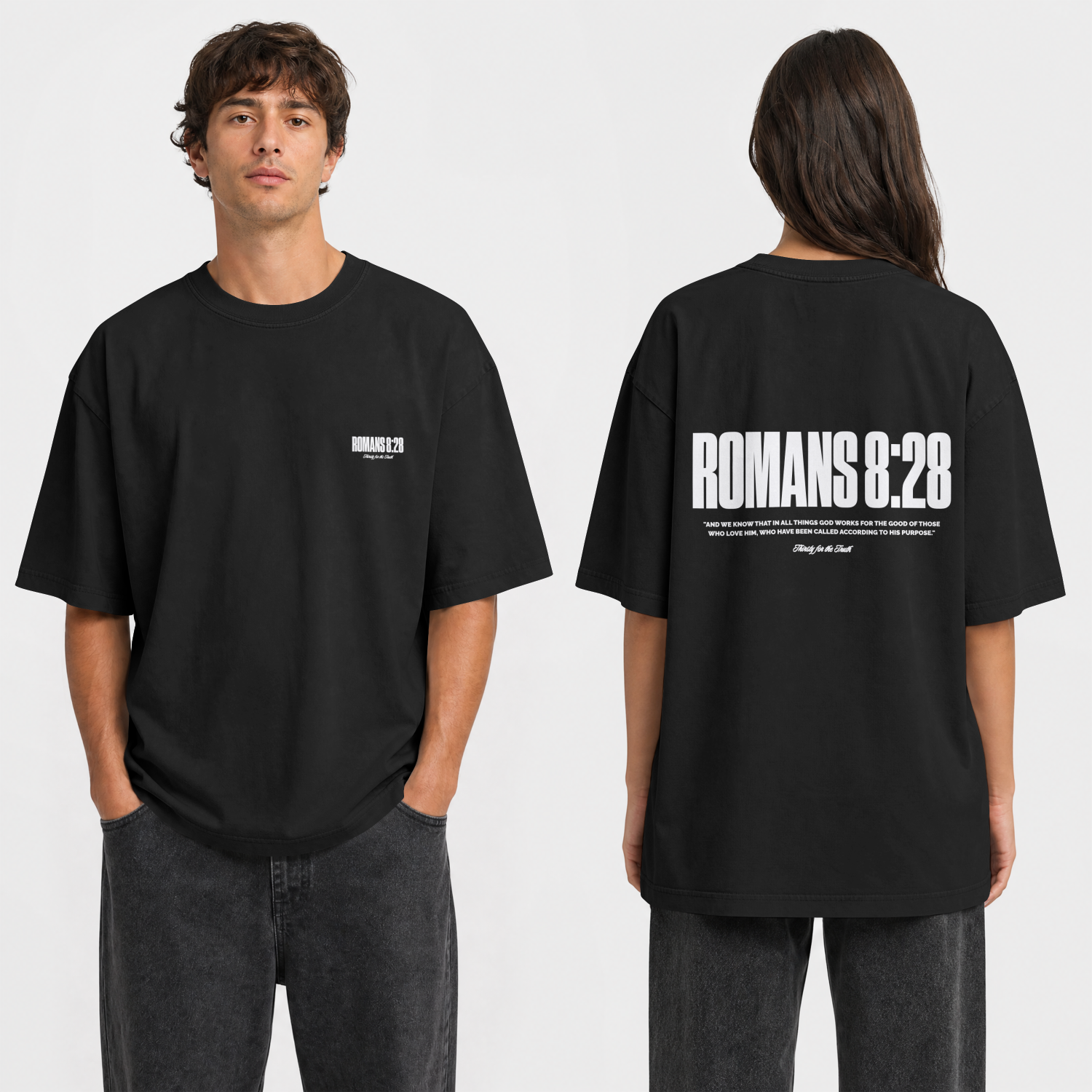 "ROMANS 8:28" PREMIUM OVERSIZED TEE