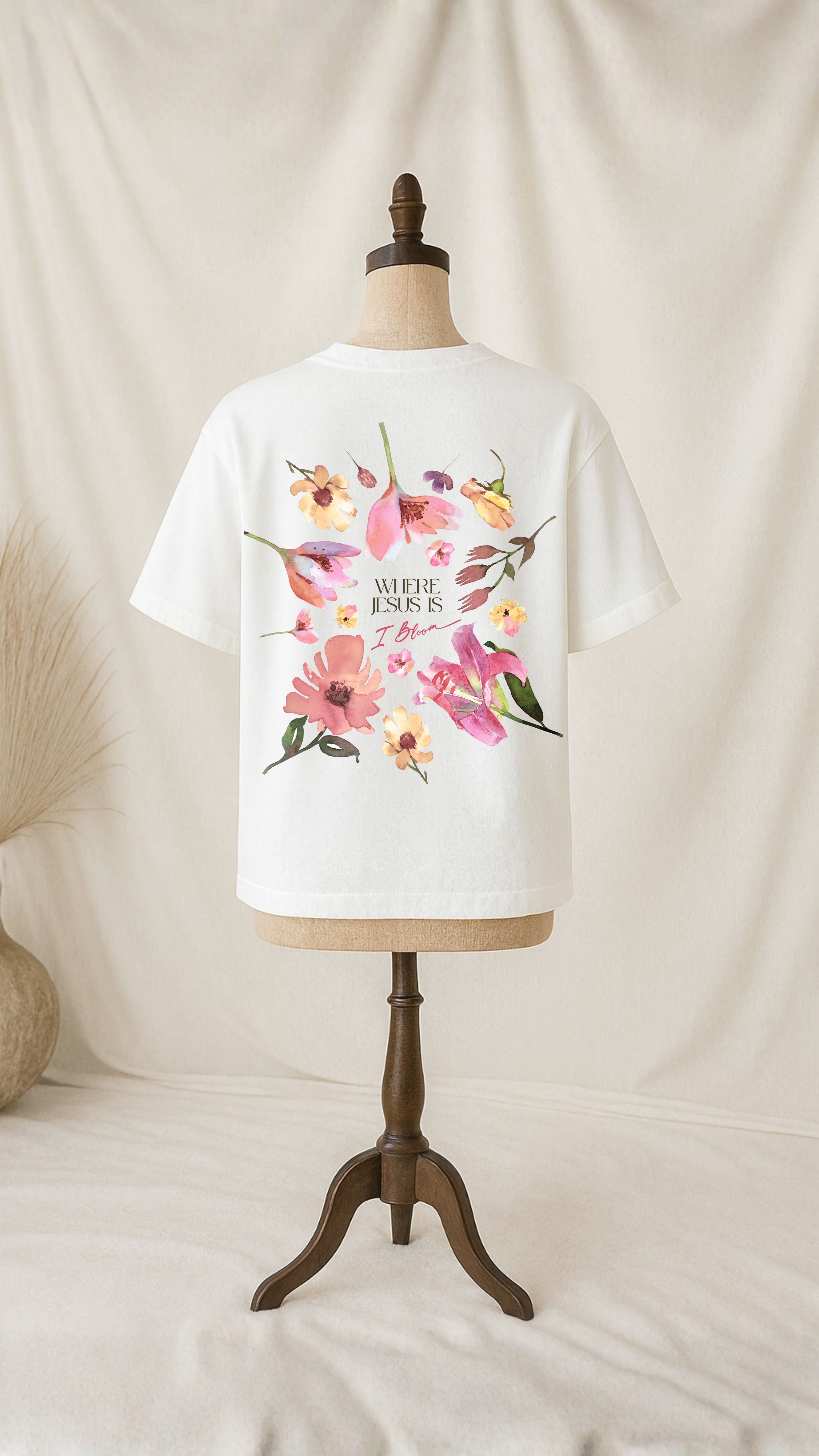 "Where Jesus is I bloom" Premium Oversized Shirt